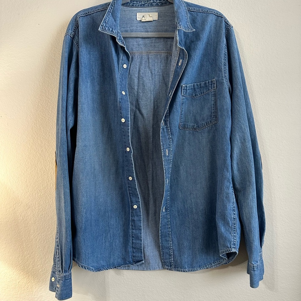 Women's Button Down Denim Shirt 100% cotton Patchwork